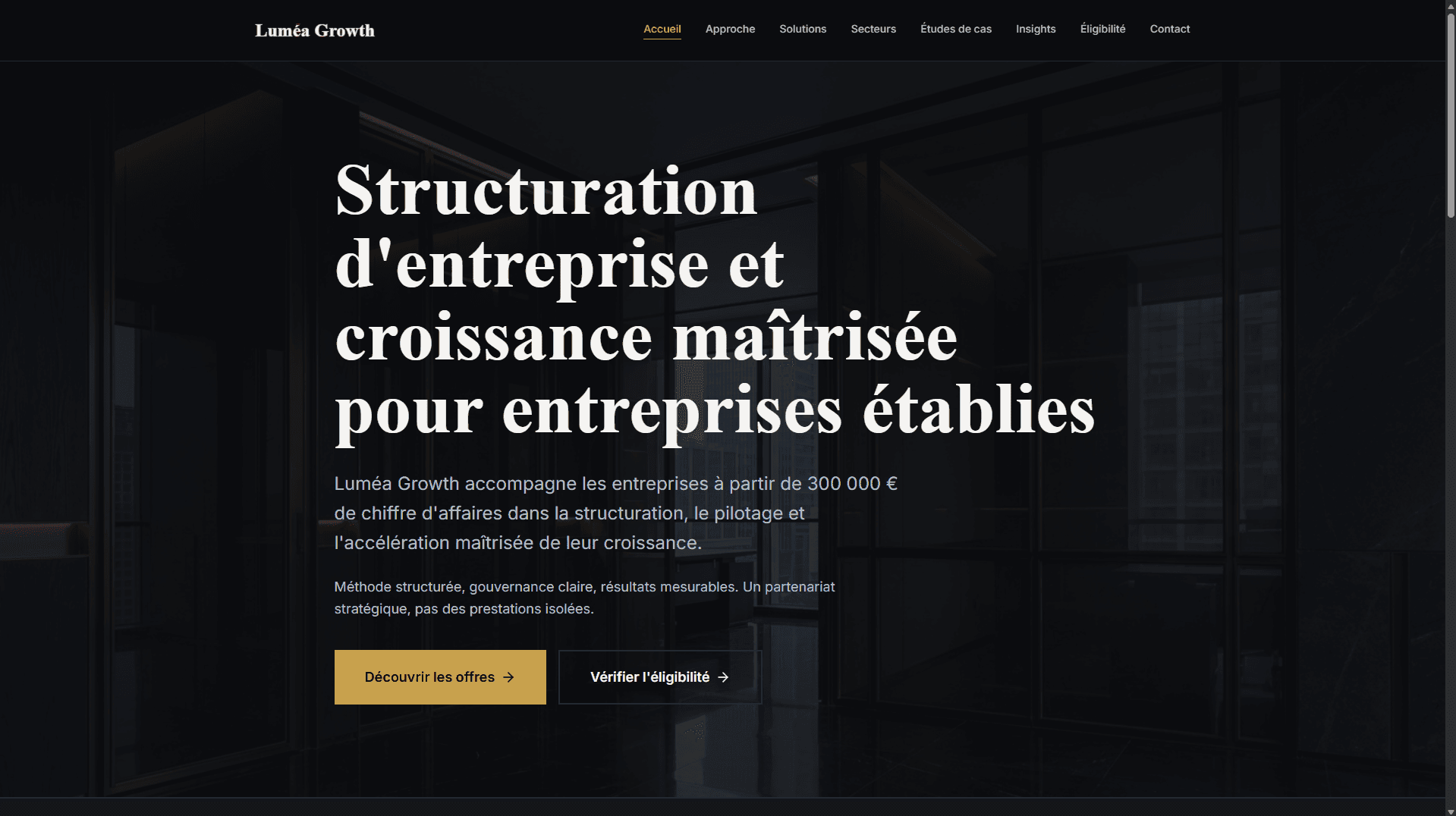 Luméa Growth — Site Web